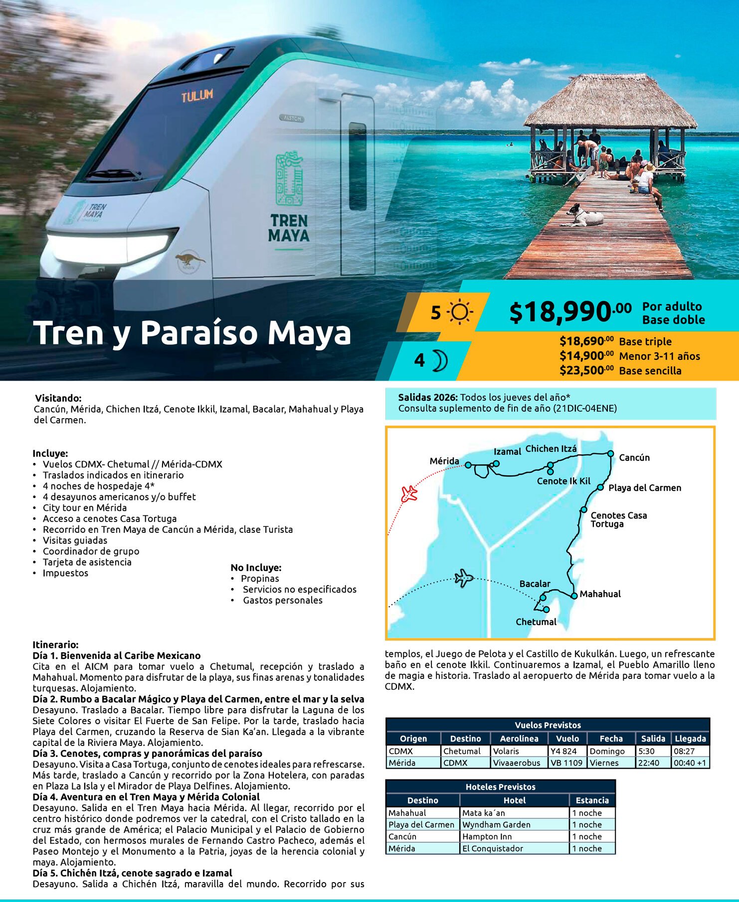 Tren y Paraíso Maya